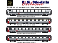 Pirata PI9708 - H0 - 4-tlg. Set Personenwagen EC 51/56 Ticino, SBB, Ep. IV